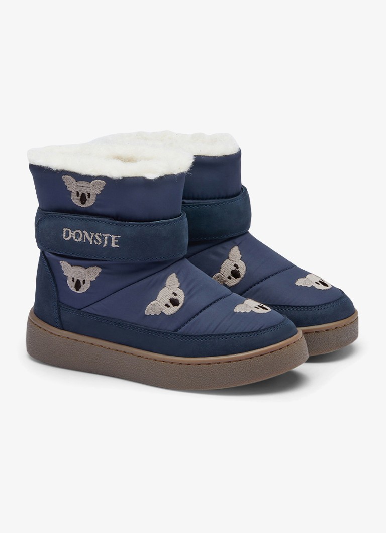 Donsje Amsterdam Meisjes Kitto snowboot met borduring in de kleur Donkerblauw, maat: 23