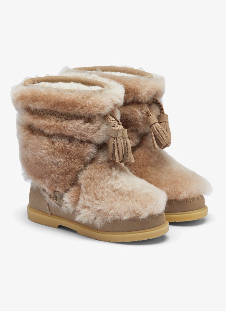 Donsje Amsterdam Meisjes Myril boots met bont in de kleur Bruin, maat: 23