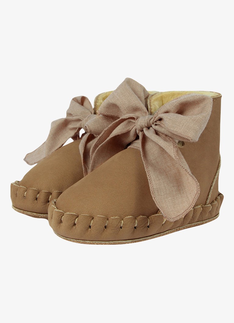 Donsje Amsterdam Meisjes Pina boots met strikdetail in de kleur Beige, maat: 12-18M=19