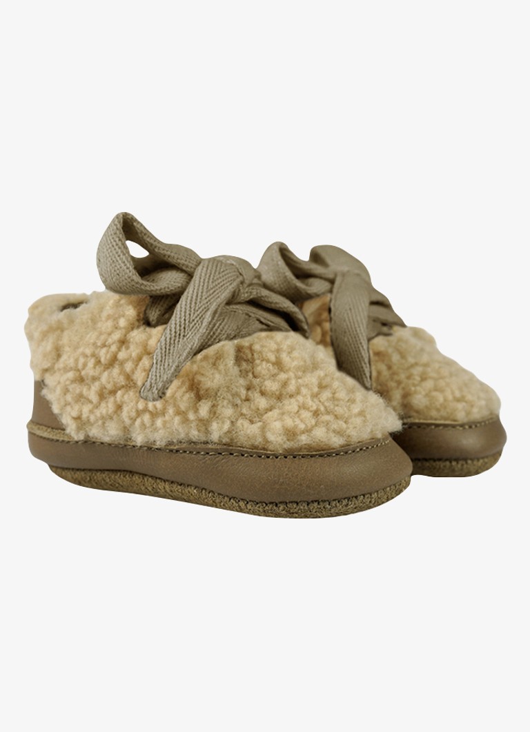 Donsje Amsterdam Meisjes Rije sneakers met bont in de kleur Beige, maat: 12-18M=19