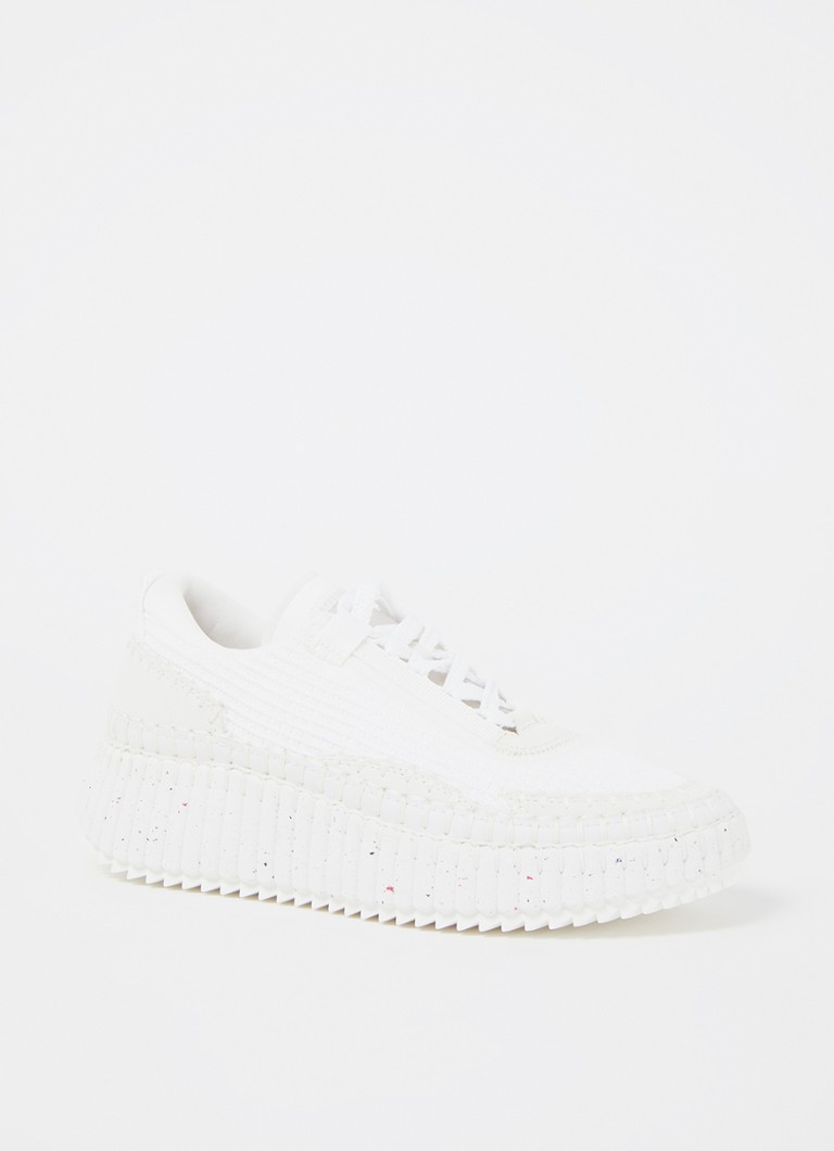 Chloé Dames Nama sneaker met gebreid bovenwerk en suède details in de kleur Wit, maat: 40