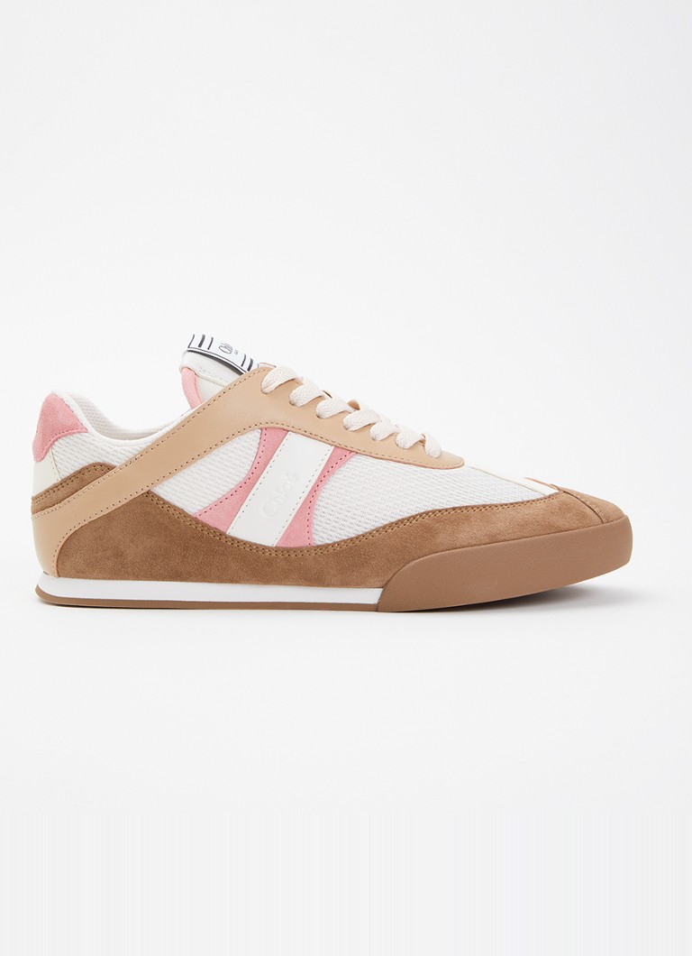 Chloé Dames Kick sneaker met leren details in de kleur Lichtroze, maat: 40