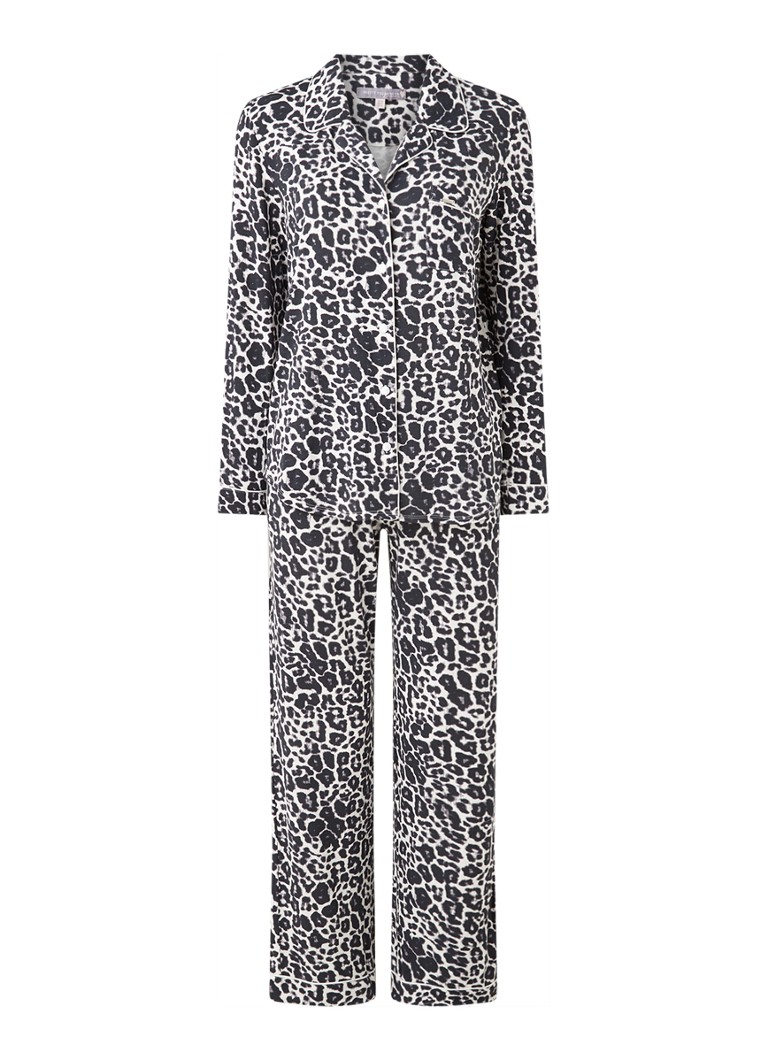 Pretty You Dames Bamboo pyjamaset met contrasterende bies in de kleur Donkergrijs, maat: 42