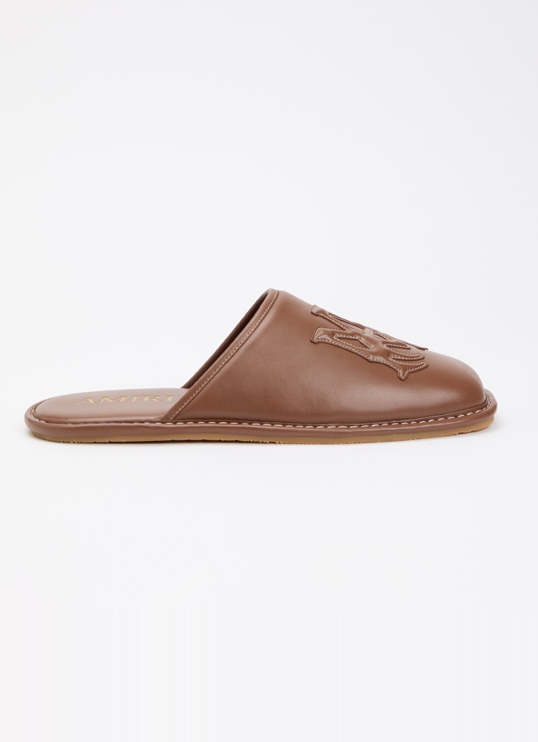 AMIRI Heren MA Slipper van leer met logo in de kleur Cognac, maat: 43