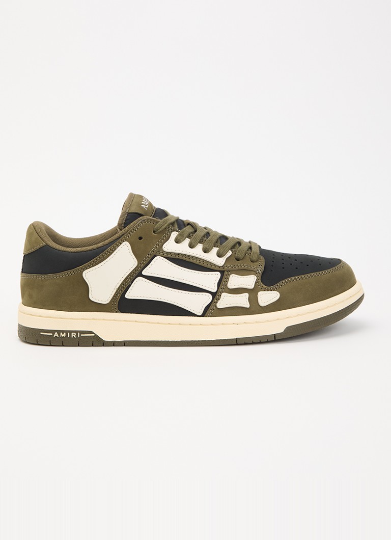 AMIRI Heren Skel Top Low sneaker van suède met leren details in de kleur Bronsgroen, maat: 43