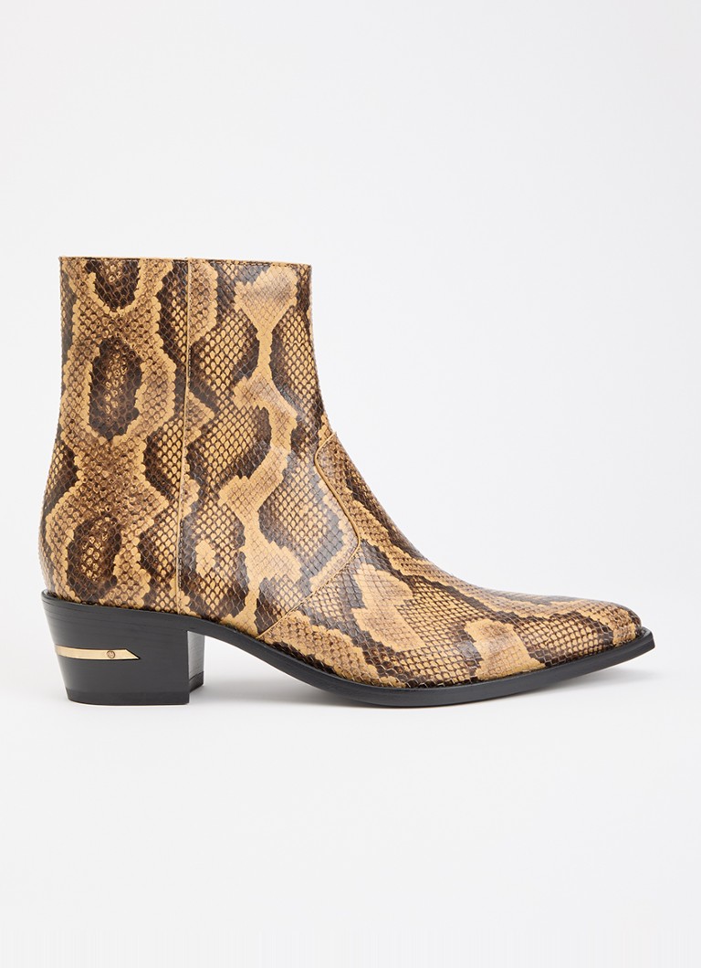 AMIRI Heren Ryder cowboylaars van leer met slangenprint in de kleur Beige, maat: 43