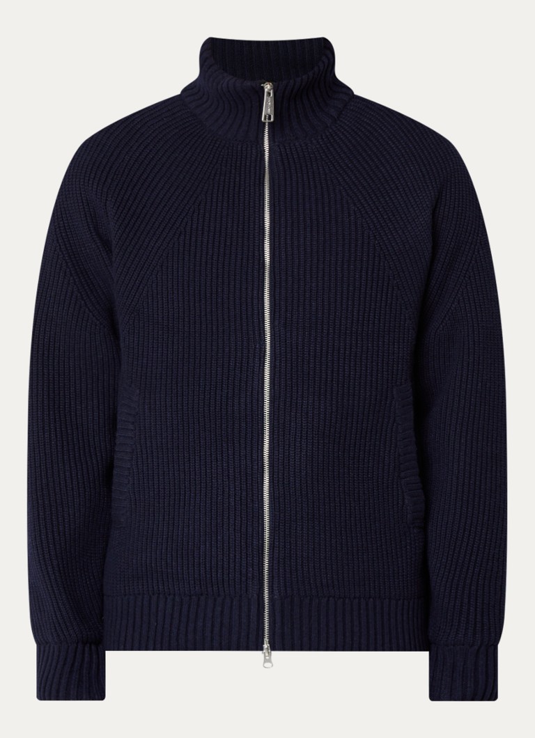 Carhartt WIP Heren Banley ribgebreid vest in wolblend in de kleur Donkerblauw, maat: XL