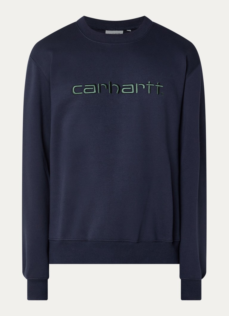 Carhartt WIP Heren Sweater met logoborduring in de kleur Donkerblauw, maat: XL