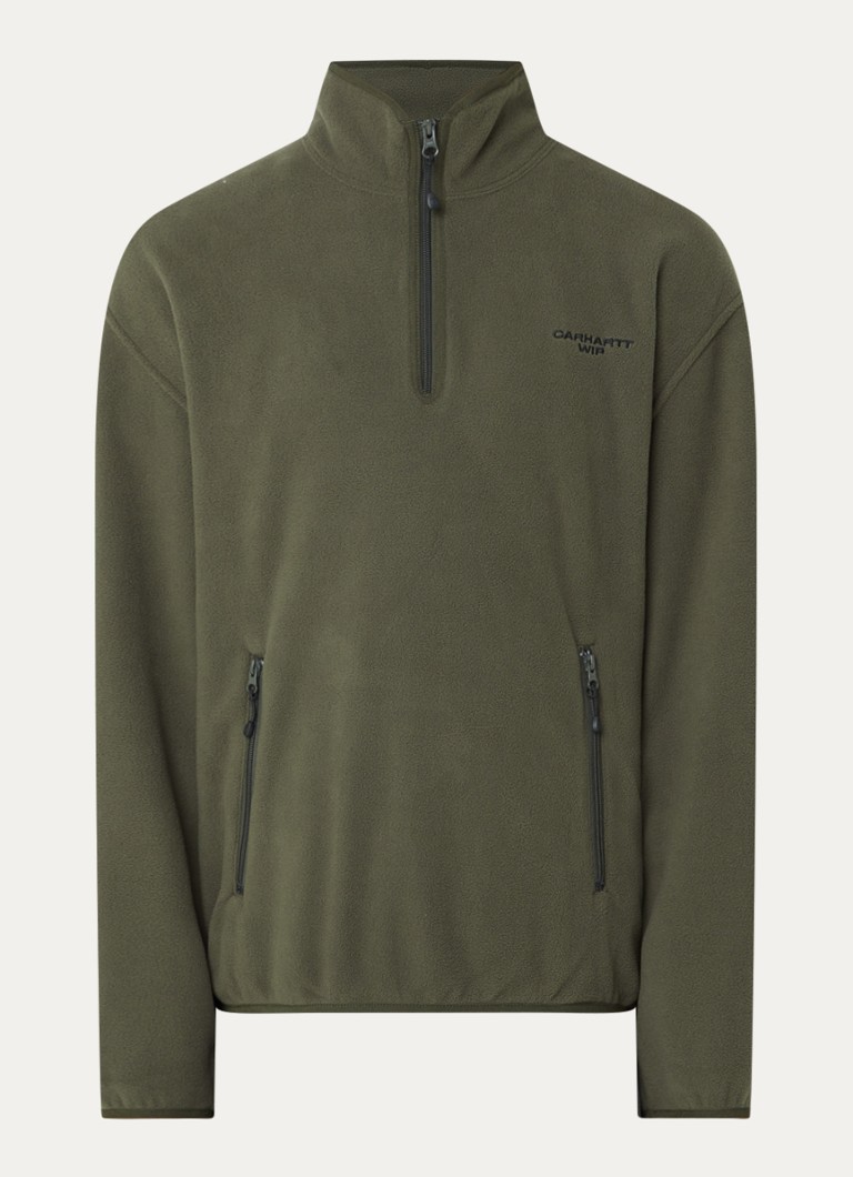 Carhartt WIP Heren Edmore sweater van teddy met opstaande kraag in de kleur Olijfgroen, maat: L