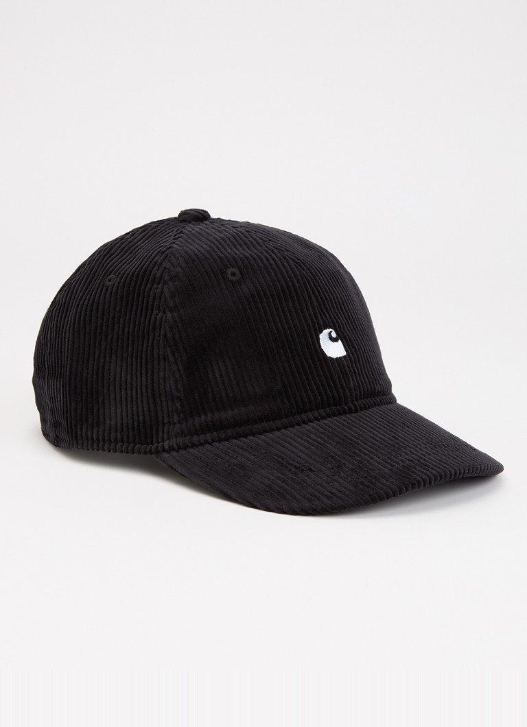 Carhartt WIP Heren Harlem pet van corduroy met logoborduring in de kleur Zwart, maat: One Size