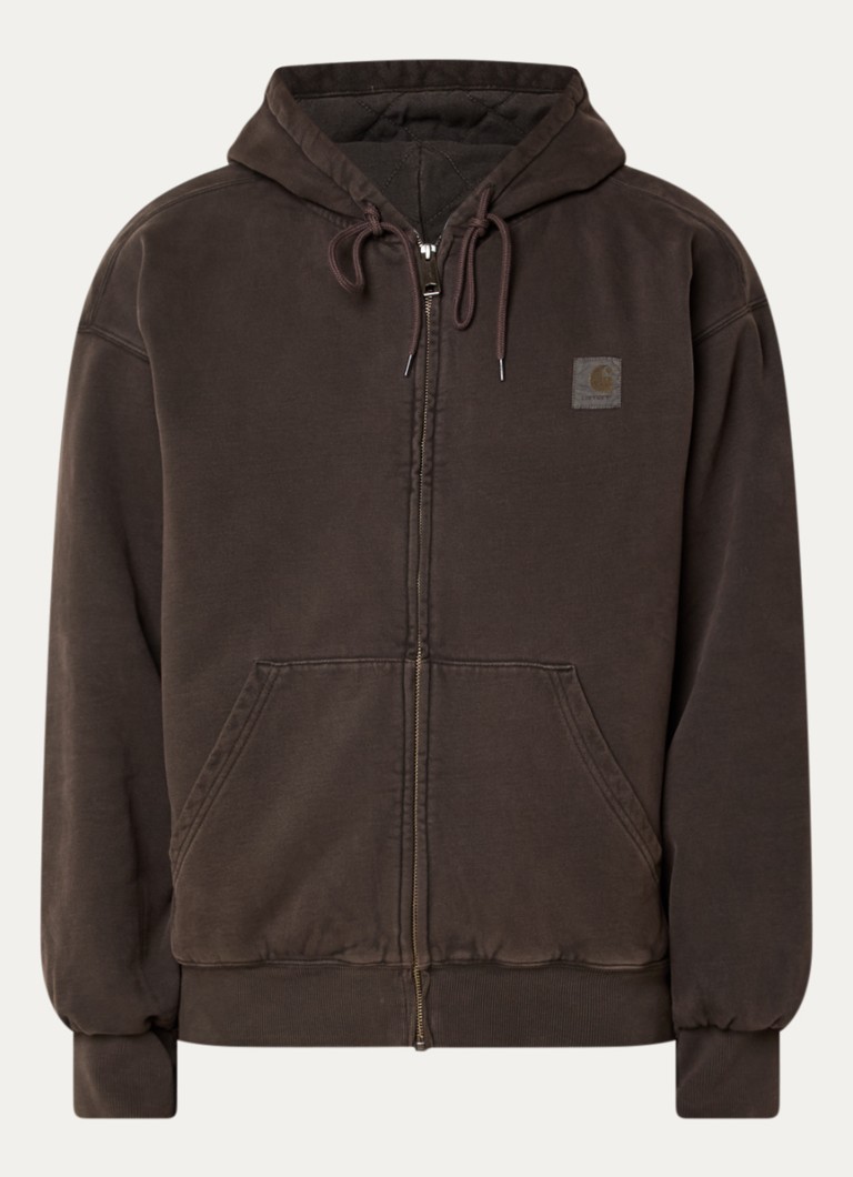 Carhartt WIP Heren Sweatvest met logo en steekzakken in de kleur Donkerbruin, maat: L