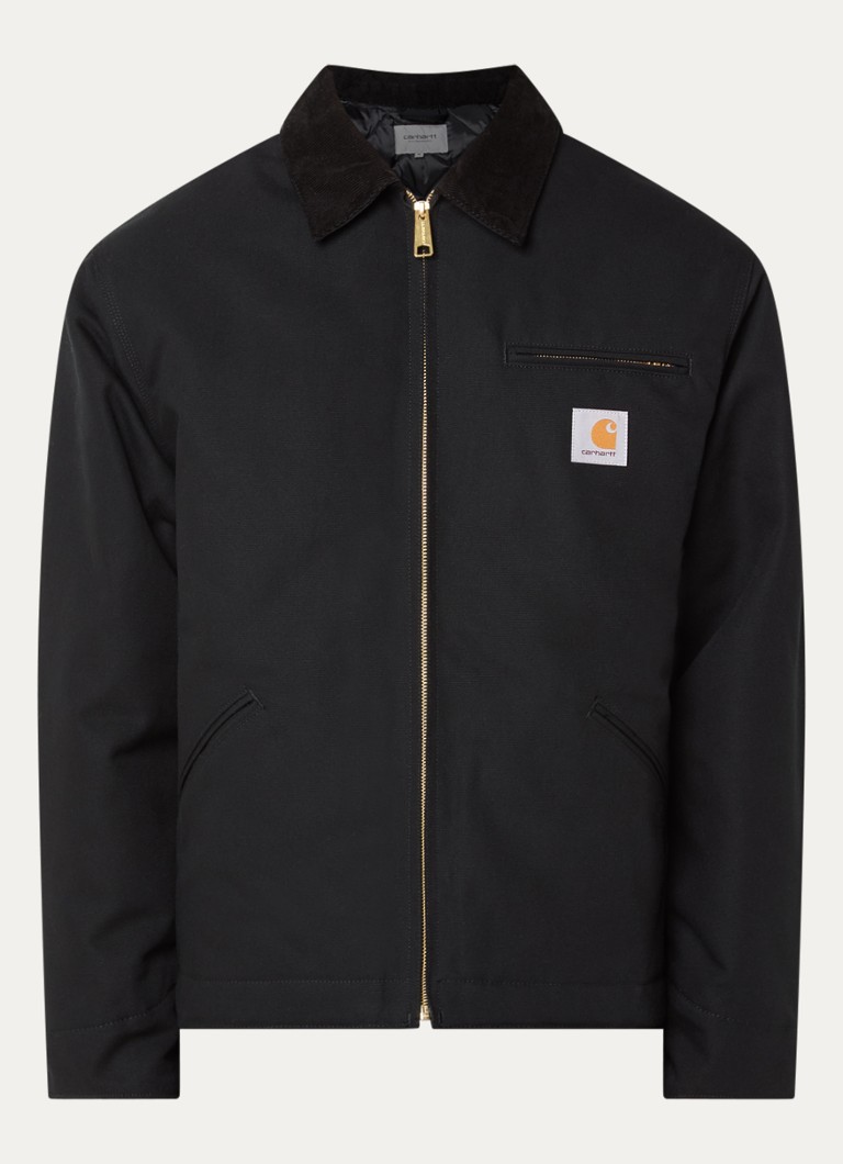 Carhartt WIP Heren Jack met details van corduroy en steekzakken in de kleur Zwart, maat: S