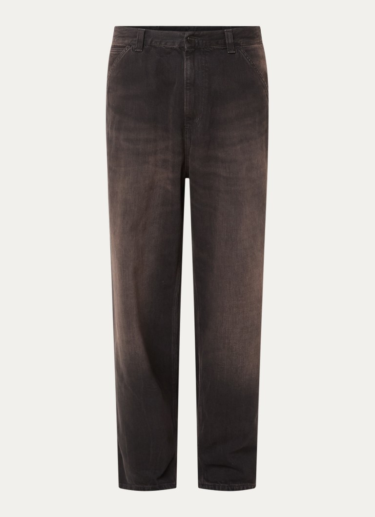 Carhartt WIP Heren Straight leg jeans met gekleurde wassing in de kleur Antraciet, maat: S