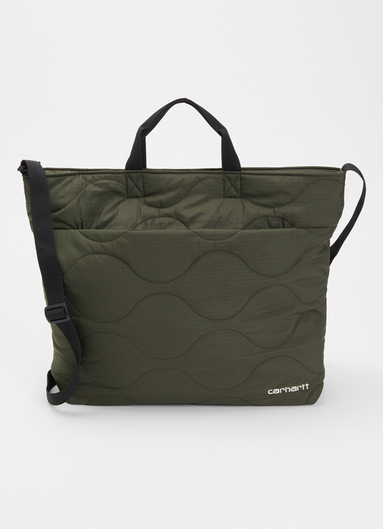 Carhartt WIP Heren Skye shopper met logo en doorgestikte details in de kleur Legergroen, maat: One Size