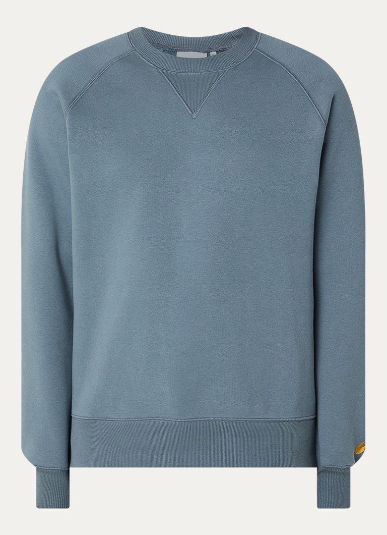 Carhartt WIP Heren Chase sweater met logo in de kleur Staalblauw, maat: M