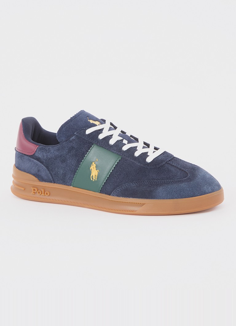Ralph Lauren Heren Sneaker van suède met logo in de kleur Donkerblauw, maat: 41