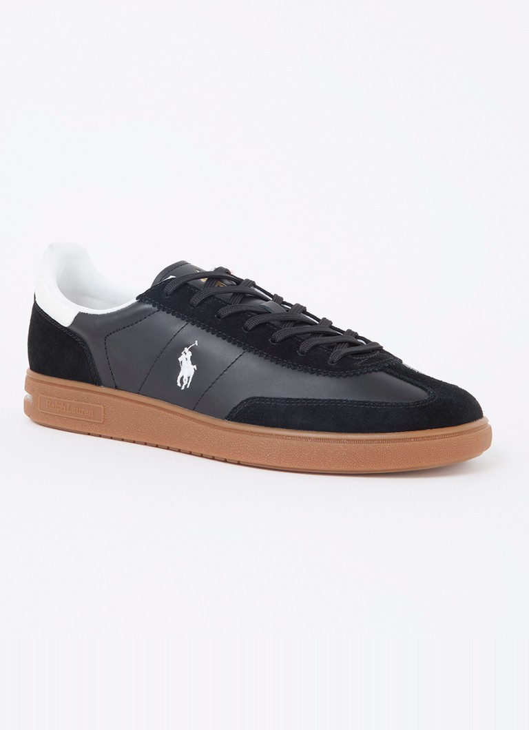 Ralph Lauren Heren Bedford sneaker van leer met suède in de kleur Zwart, maat: 46