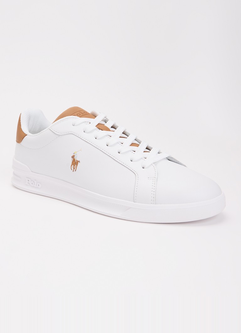 Ralph Lauren Heren Heritage Court II sneaker van leer met logoborduring in de kleur Wit, maat: 41