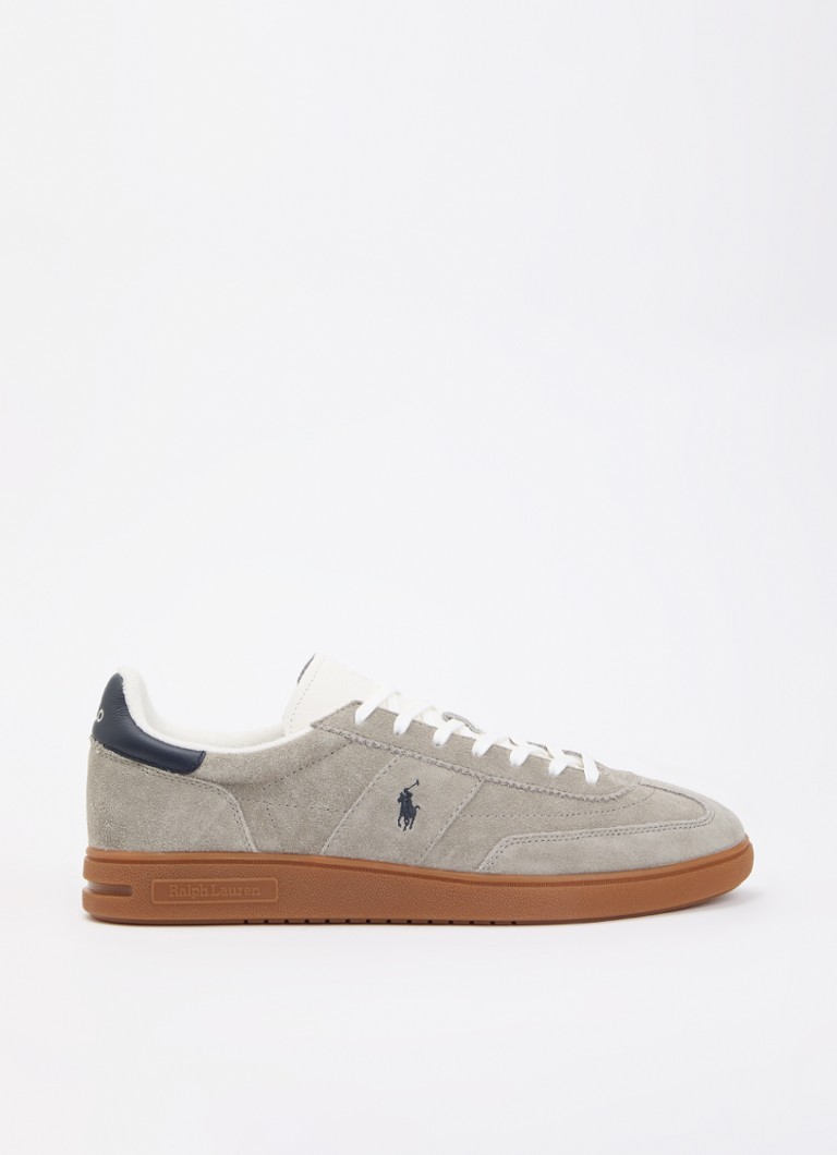 Ralph Lauren Heren Bedford sneaker van suède met leren details en logoborduring in de kleur Grijs, maat: 44
