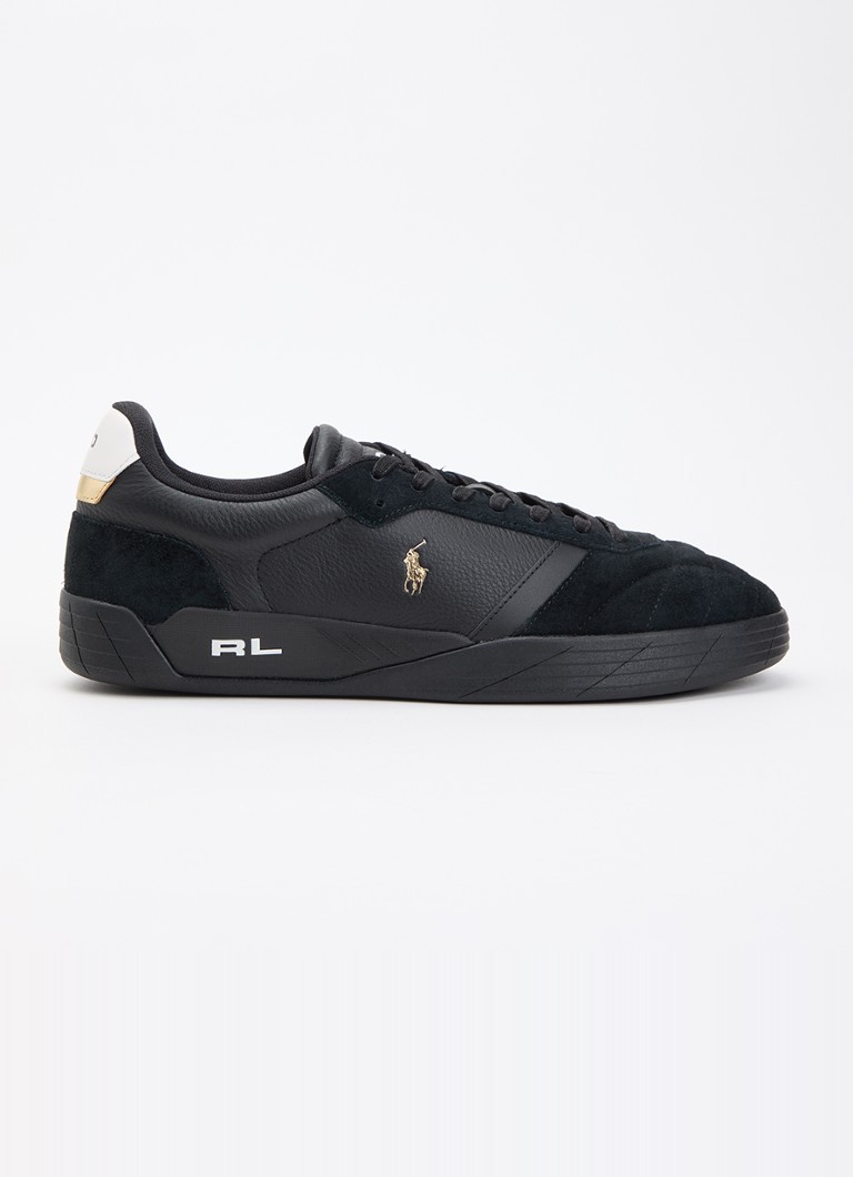 Ralph Lauren Heren Broome sneaker van leer met suède details en logo in de kleur Zwart, maat: 41