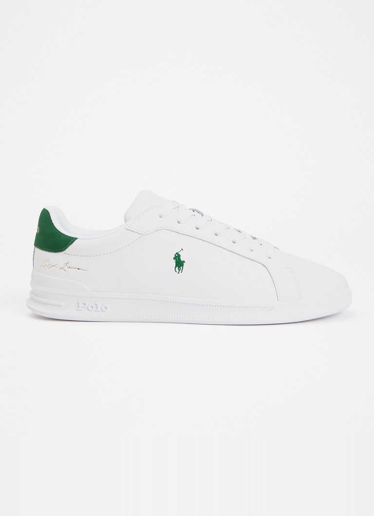 Ralph Lauren Heren Heritage Court II sneaker van leer met logoborduring in de kleur Wit, maat: 42