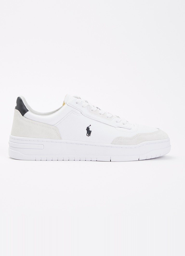 Ralph Lauren Heren Kenmare sneaker van leer met details van suède in de kleur Wit, maat: 42