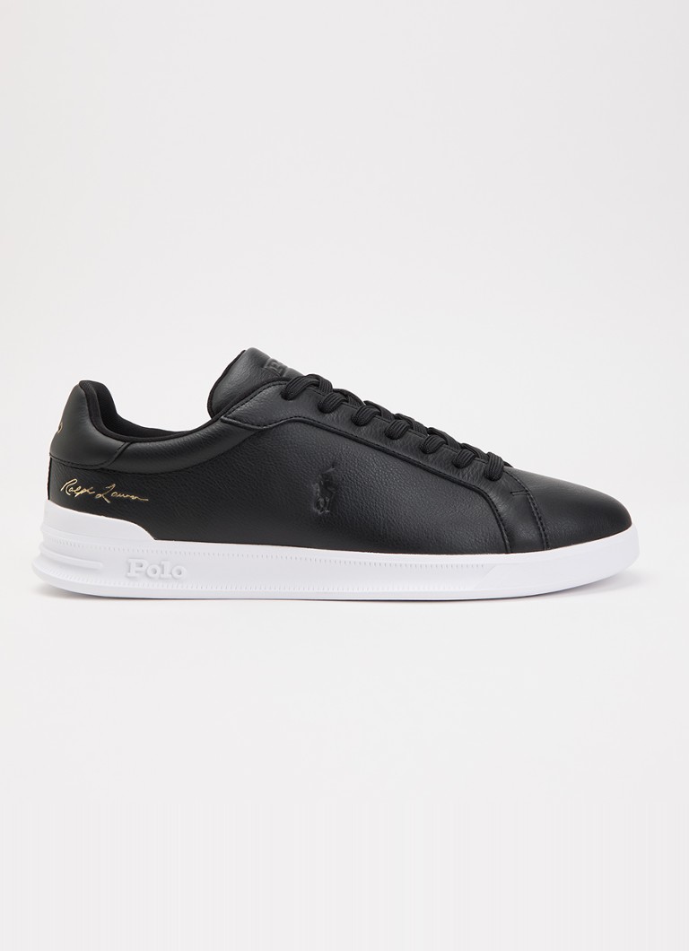 Ralph Lauren Heren Heritage Court II sneaker van leer met logo in de kleur Zwart, maat: 44
