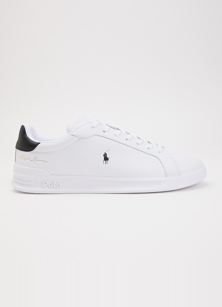 Ralph Lauren Heren Heritage Court II sneaker van leer met logo in de kleur Wit, maat: 46