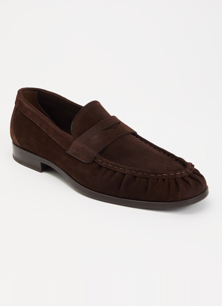 Magnanni Heren Loafer van suède in de kleur Chocoladebruin, maat: 45