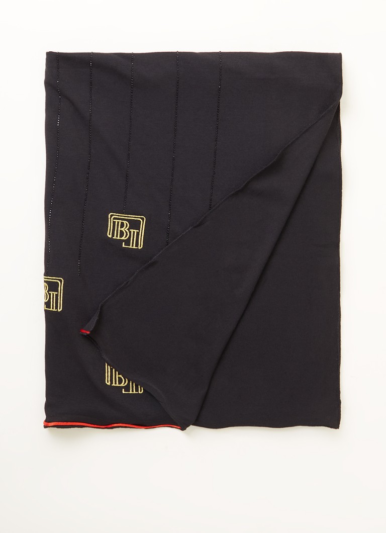 BYLIMA Dames Ricamo sjaal met strass 200 x 75 cm in de kleur Black Gold / Goud, maat: 1 SIZE