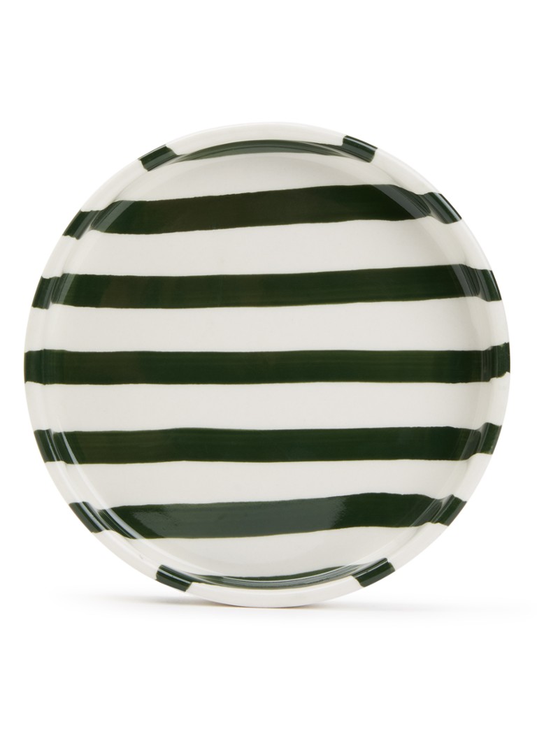 Vtwonen Stripes gebaksbordje 13 cm Donkergroen - Deal