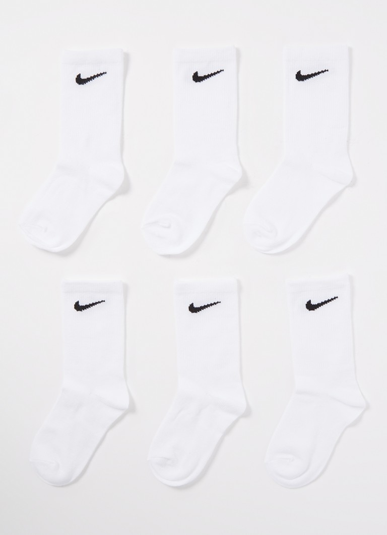 Nike Meisjes Sokken met logo in 6-pack in de kleur Wit, maat: ONE SIZE