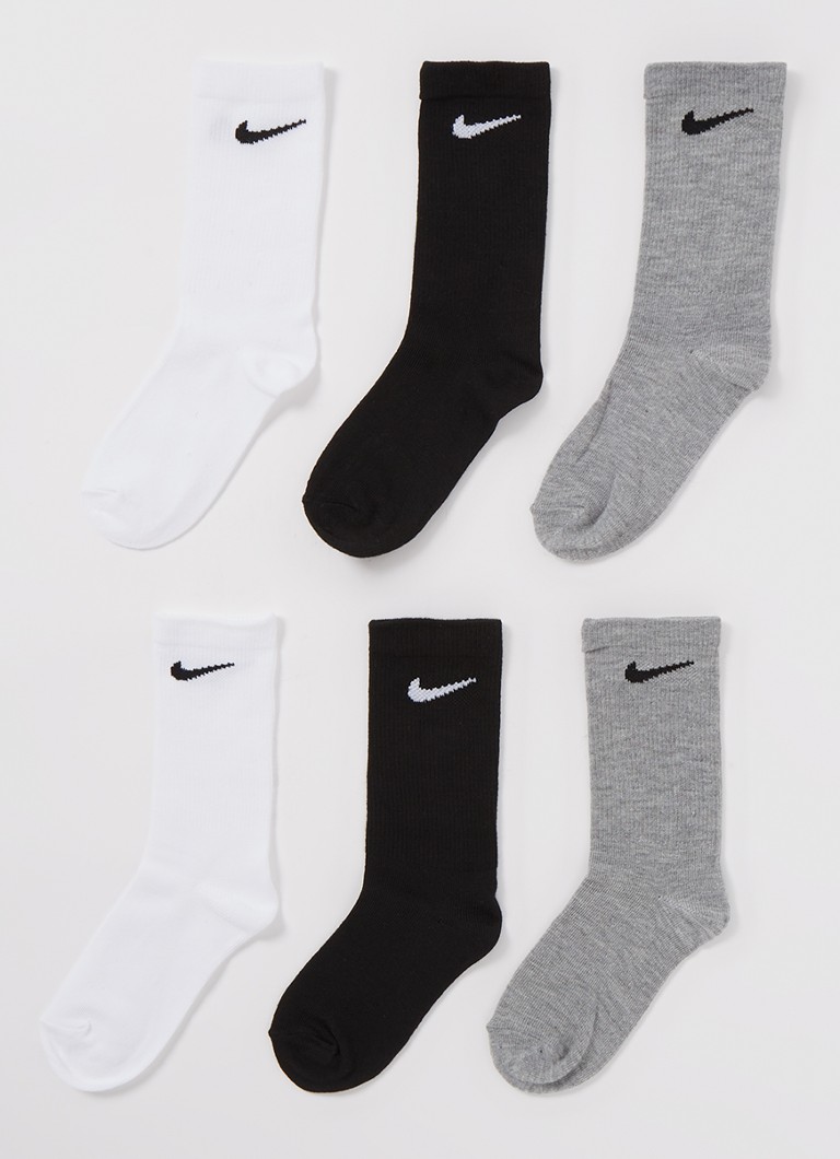 Nike Meisjes Sokken met logo in 6-pack in de kleur Grijs, maat: ONE SIZE