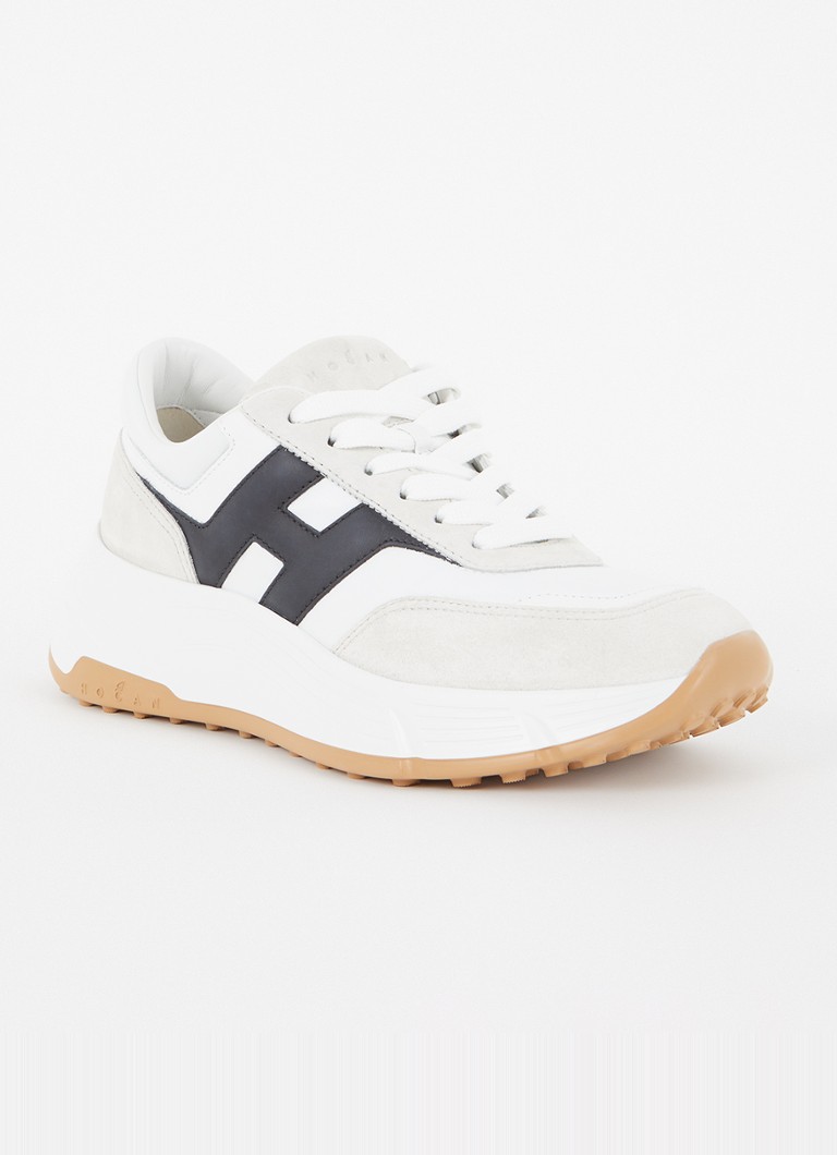 Hogan Dames Hi-Fi sneaker van leer met suède details in de kleur Wit, maat: 41