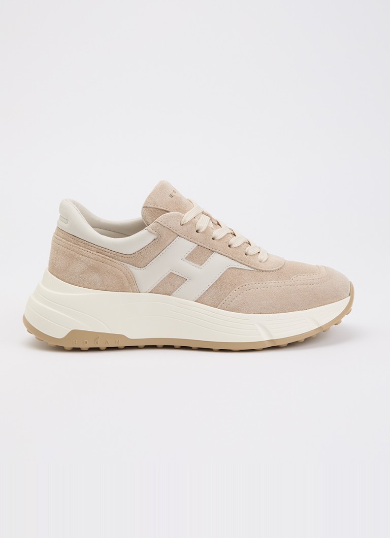 Hogan Dames H669 Allicciato sneaker van suède in de kleur Beige, maat: 41