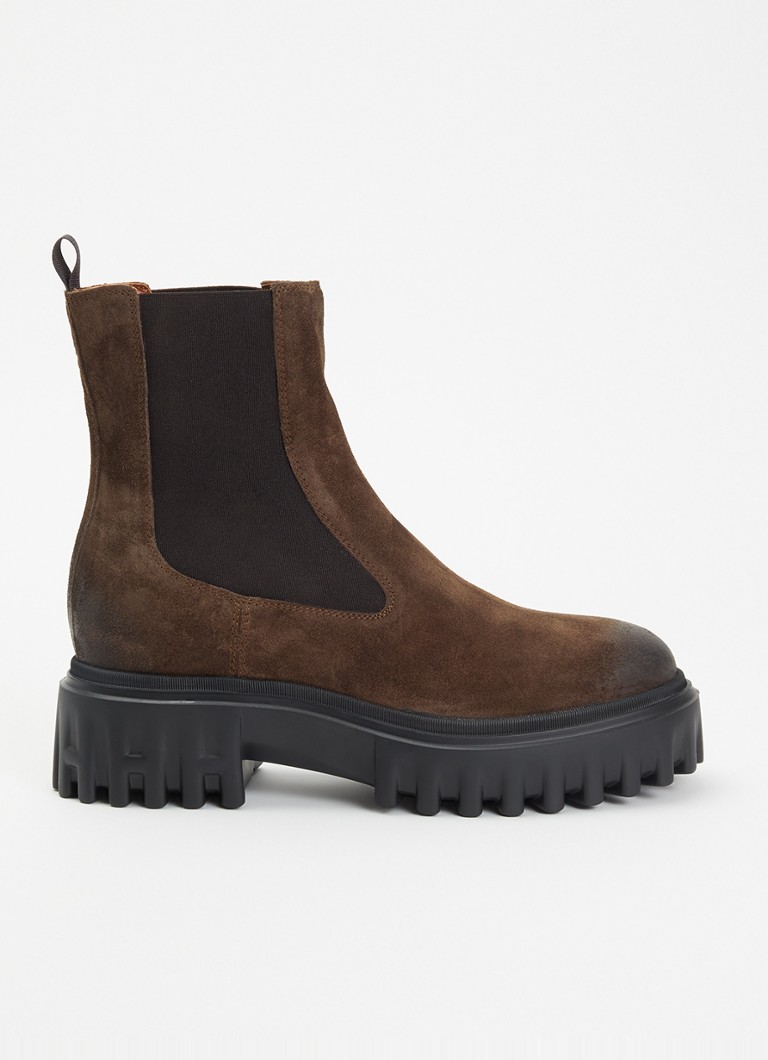 Hogan Dames H700 chelsea boot van suède in de kleur Bruin, maat: 40