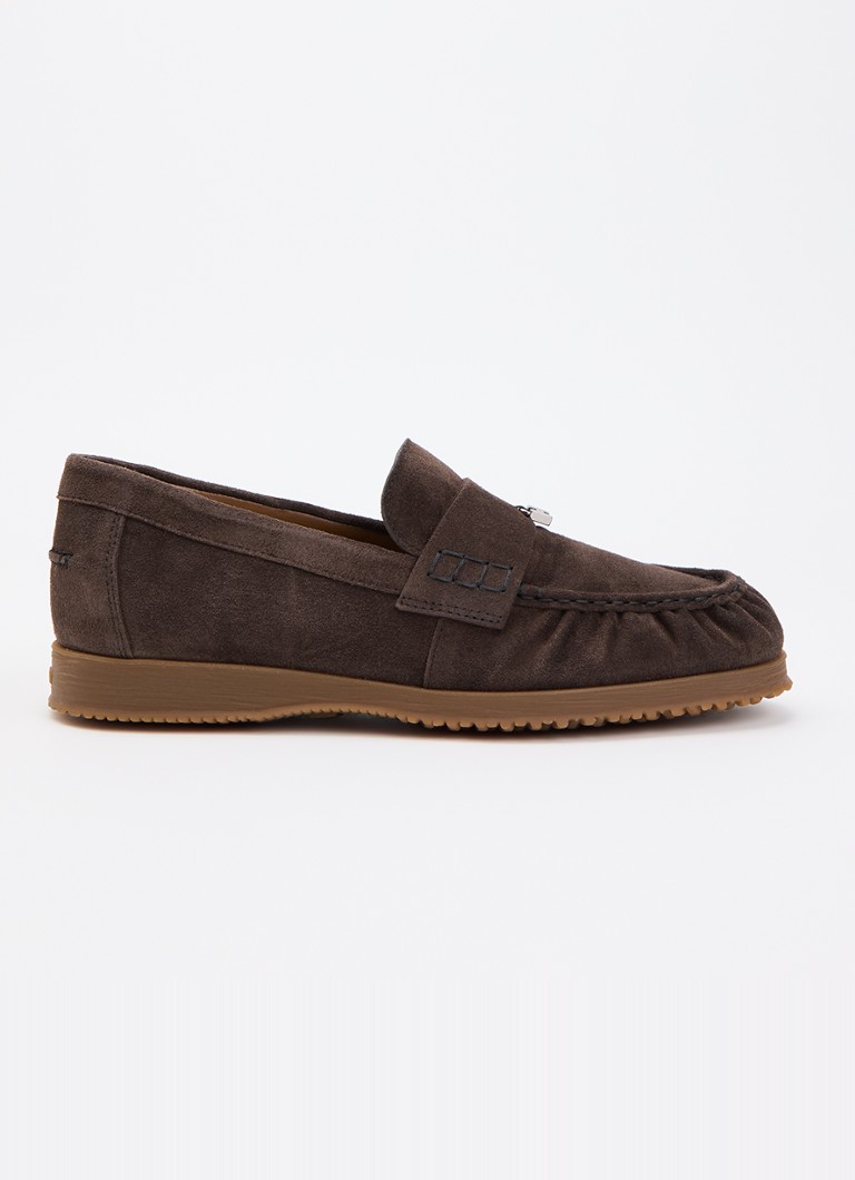 Hogan Dames Mocassin van suède in de kleur Donkerbruin, maat: 40
