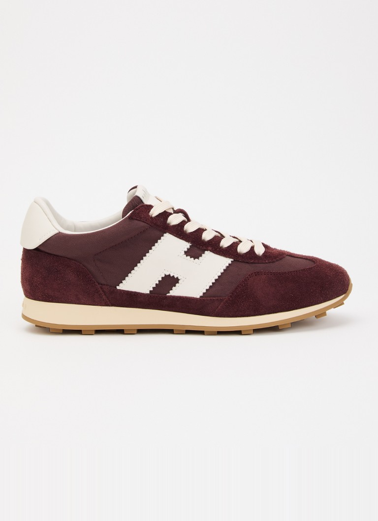 Hogan Dames Sneaker met suède details in de kleur Bordeauxrood, maat: 41