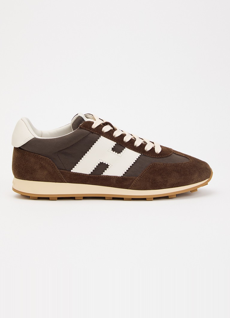 Hogan Dames Sneaker met suède details in de kleur Chocoladebruin, maat: 41