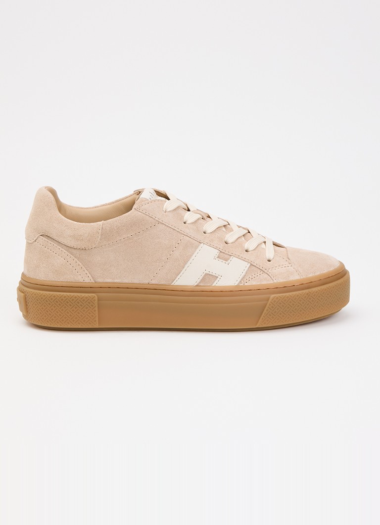 Hogan Dames H705 sneaker van suède met plateauzool in de kleur Beige, maat: 36