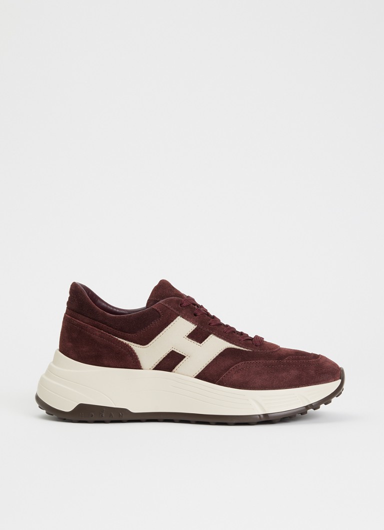 Hogan Dames Hifi sneaker van suède in de kleur Bordeauxrood, maat: 41