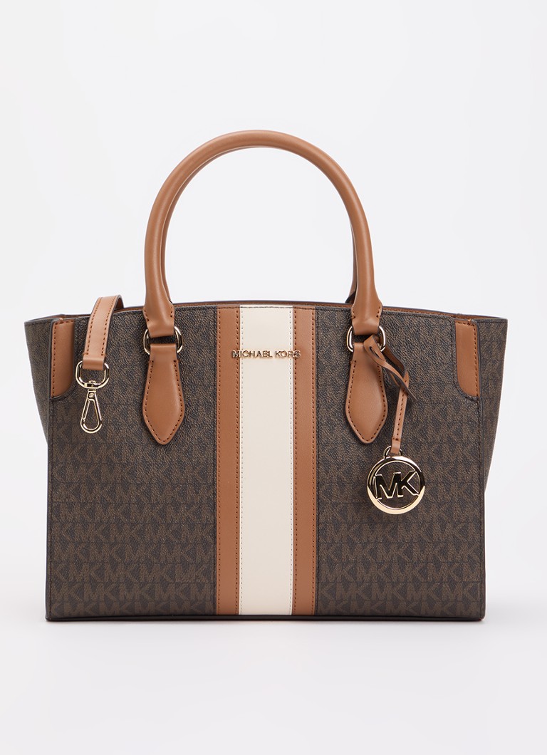 Michael Kors Dames Becca handtas met logoprint en afneembare schouderriem in de kleur Bruin, maat: 1SZ