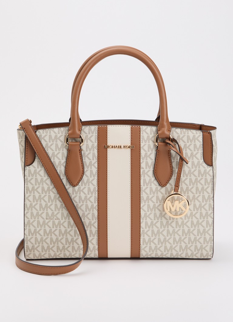 Michael Kors Dames Becca handtas met logoprint en afneembare schouderriem in de kleur Creme, maat: 1SZ