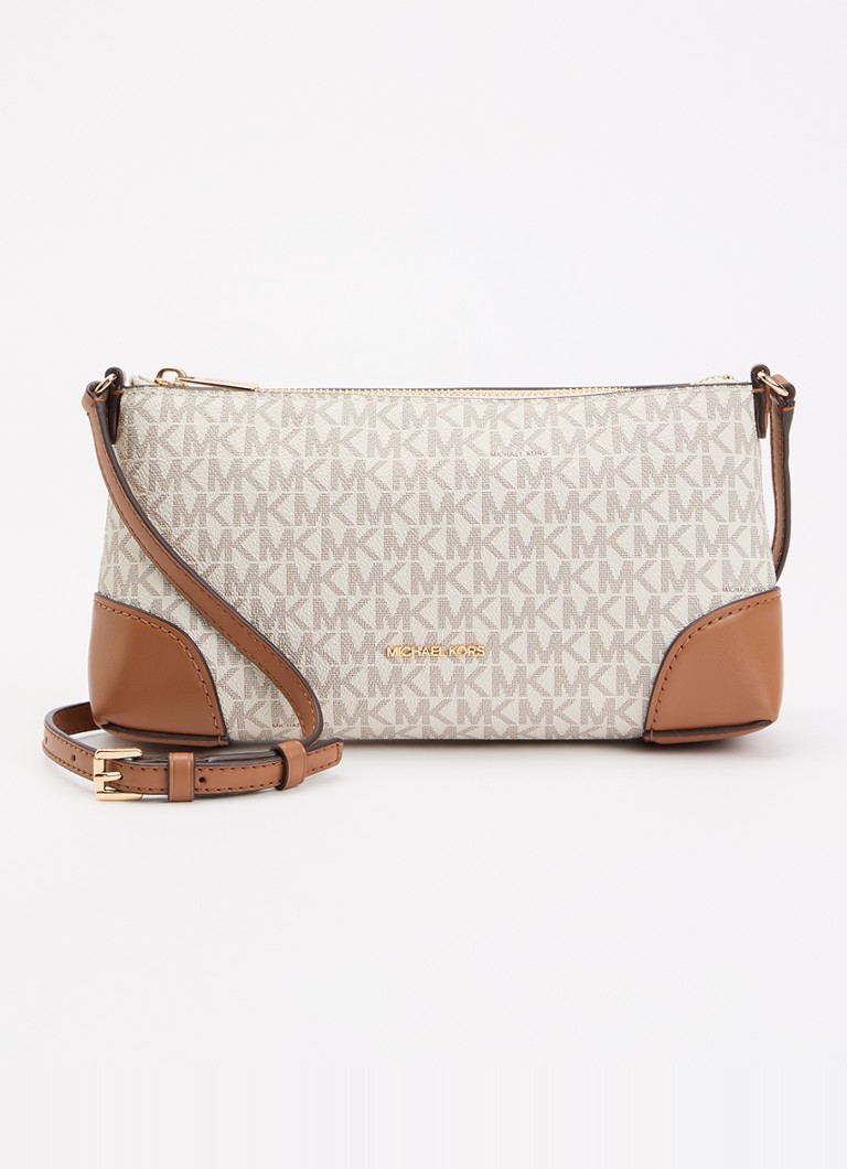 Michael Kors Dames Murphy crossbodytas van leer met logoprint in de kleur Camel, maat: 1SZ