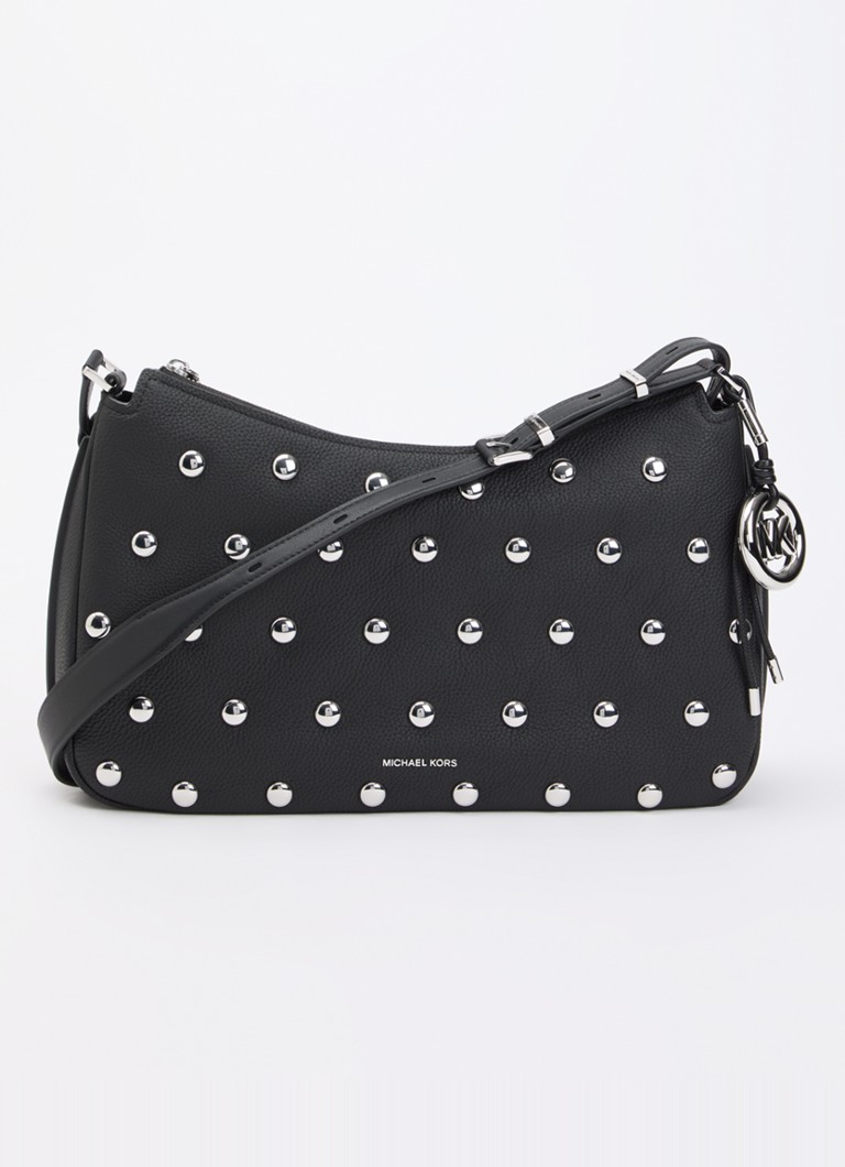 Michael Kors Dames Nolita Medium schoudertas van leer met studs in de kleur Zwart, maat: 1SZ