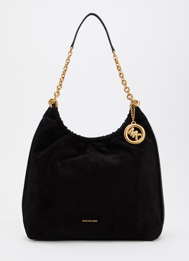 Michael Kors Dames Indie schoudertas van suéde met kettingdetail in de kleur Zwart, maat: 1SZ