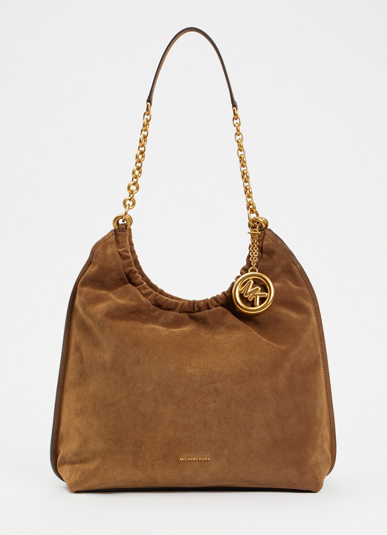 Michael Kors Dames Indie schoudertas van suède in de kleur Roestbruin, maat: 1SZ