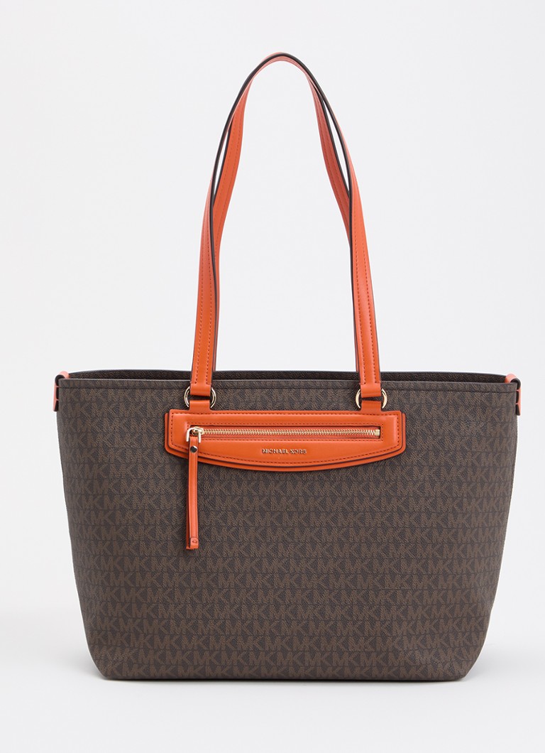 Michael Kors Dames Jet set travel shopper met logoprint in de kleur Donkerbruin, maat: 1SZ