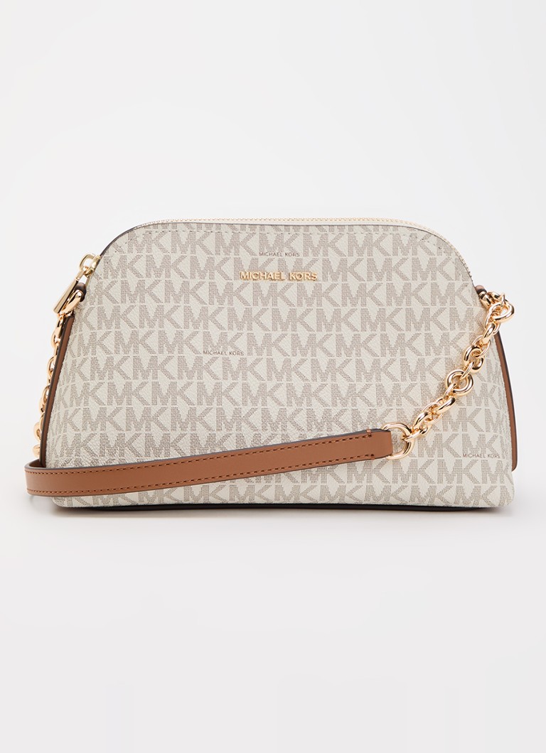Michael Kors Dames Freddie Small crossbodytas met logoprint in de kleur Creme, maat: 1SZ