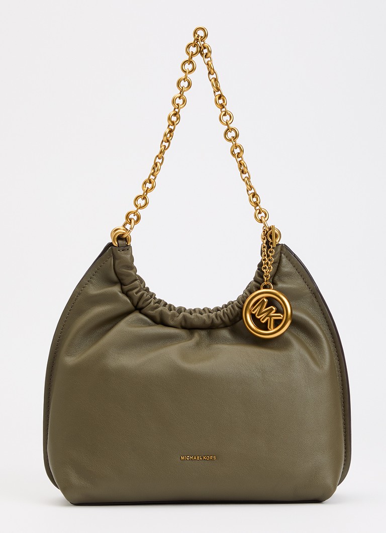 Michael Kors Dames Indie Medium schoudertas met logo in de kleur Mosgroen, maat: one size